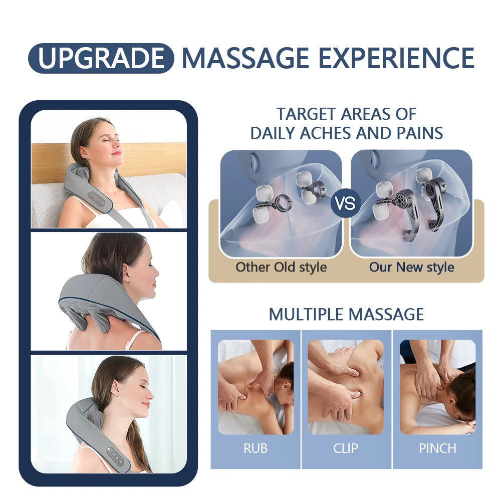 Elegance Tanzanite 26W Neck And Shoulder Massager Wireless Shoulder And Back Kneading Massage Shawl Trapezius Neck Cervical masajeador
