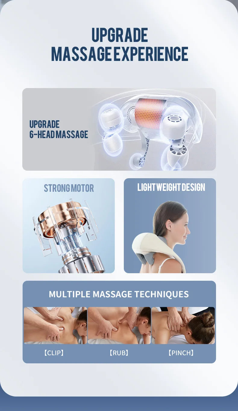 Elegance Tanzanite 26W Neck And Shoulder Massager Wireless Shoulder And Back Kneading Massage Shawl Trapezius Neck Cervical masajeador