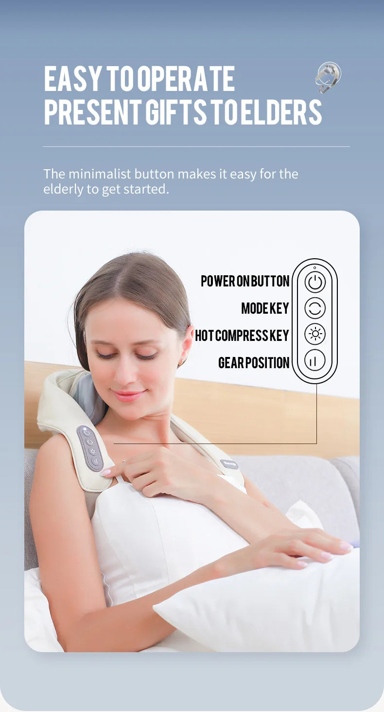 Elegance Tanzanite 26W Neck And Shoulder Massager Wireless Shoulder And Back Kneading Massage Shawl Trapezius Neck Cervical masajeador
