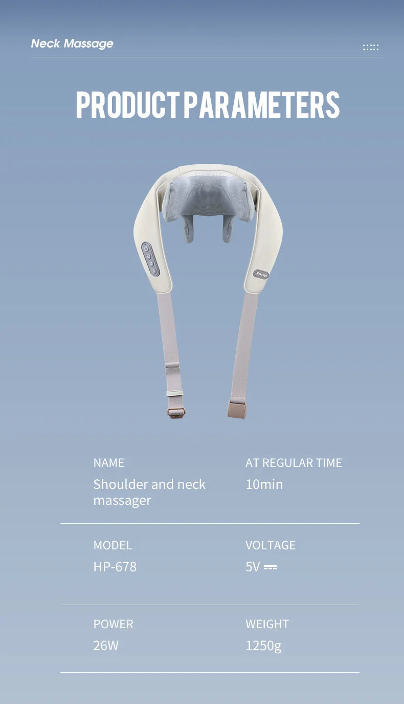 Elegance Tanzanite 26W Neck And Shoulder Massager Wireless Shoulder And Back Kneading Massage Shawl Trapezius Neck Cervical masajeador