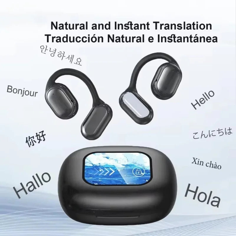 AI Wireless Bluetooth Open Headset V5.4 AI Headphones with Mic Gaming Earbuds HiFi Sports Noise Reduction Waterproof Earphones