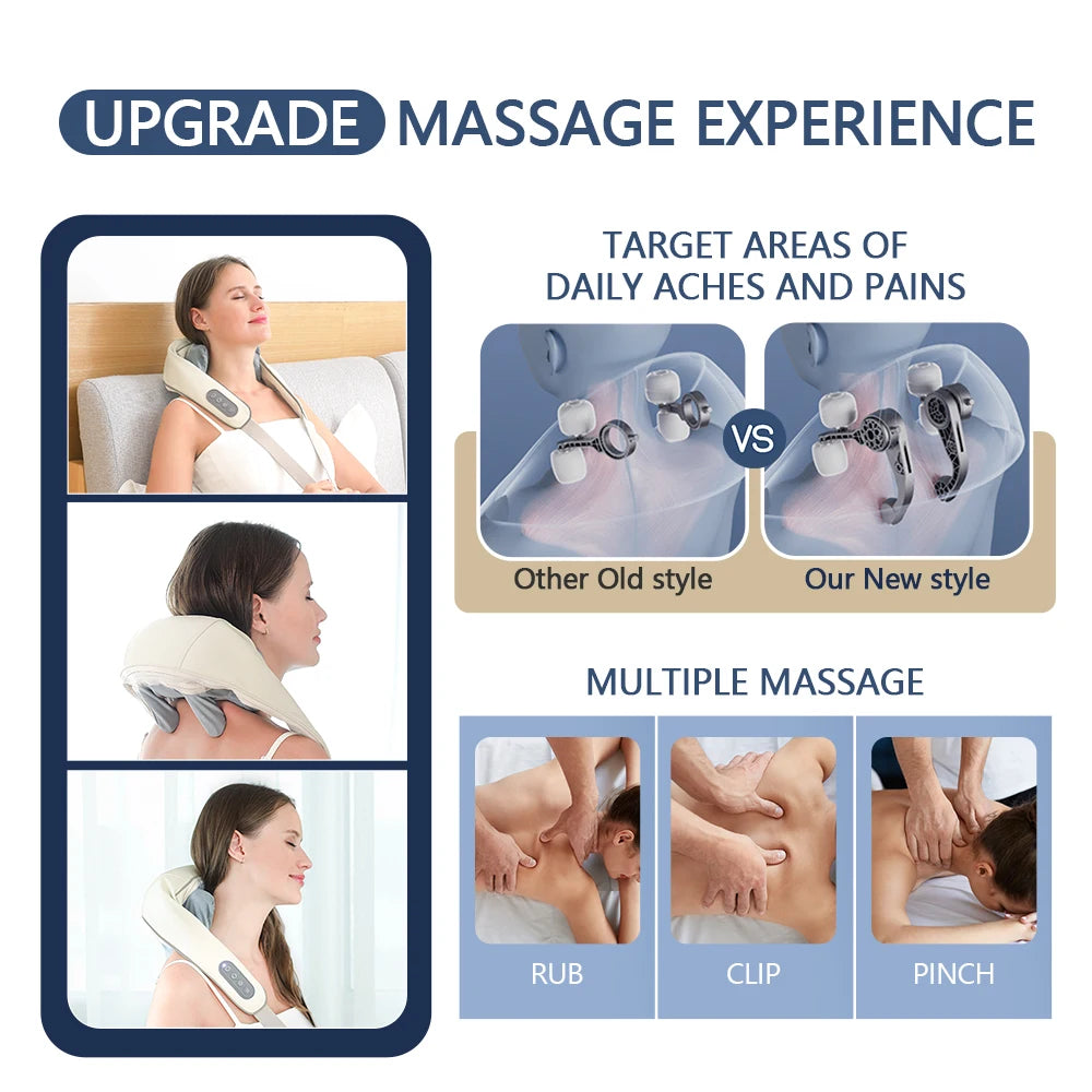 Elegance Tanzanite 26W Neck And Shoulder Massager Wireless Shoulder And Back Kneading Massage Shawl Trapezius Neck Cervical masajeador