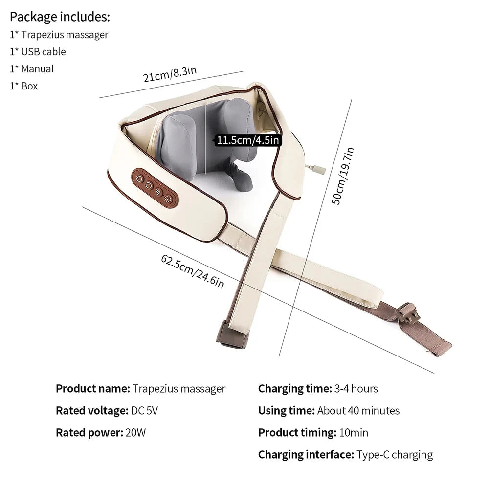 Elegance Tanzanite 26W Neck And Shoulder Massager Wireless Shoulder And Back Kneading Massage Shawl Trapezius Neck Cervical masajeador