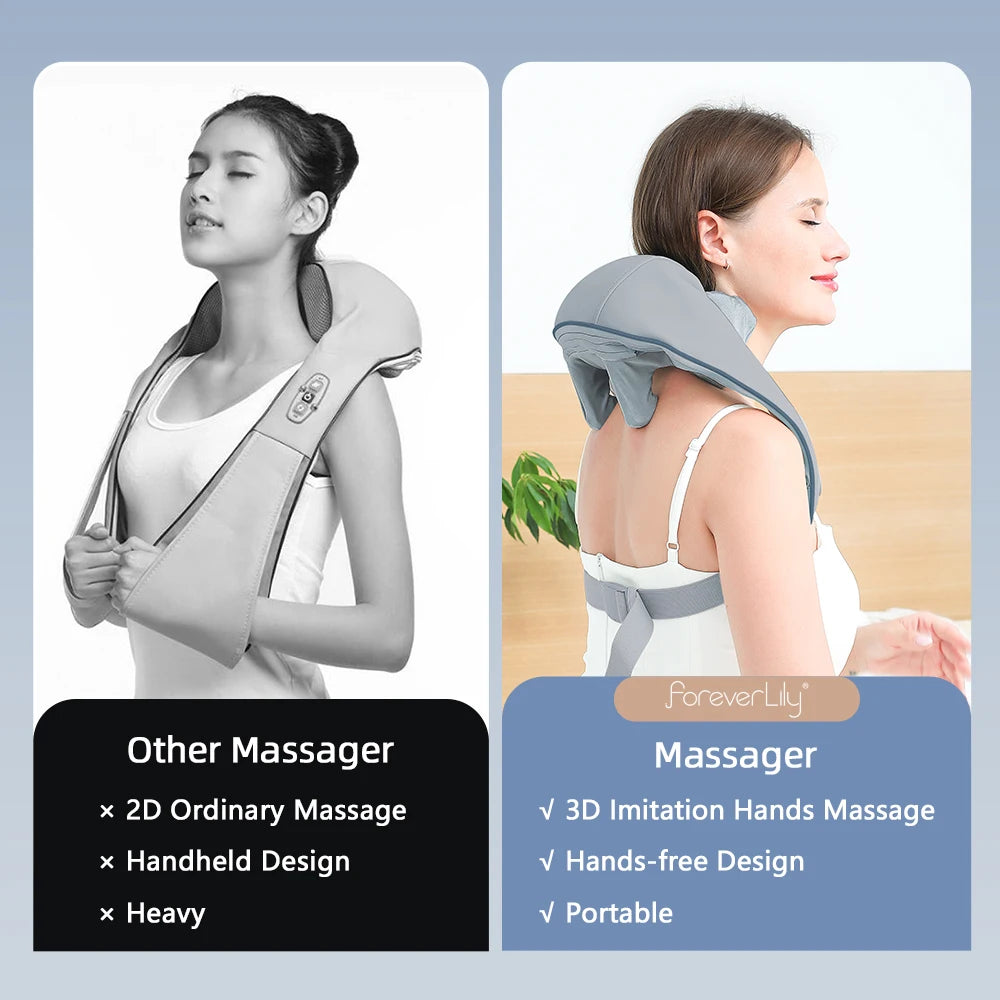 Elegance Tanzanite 26W Neck And Shoulder Massager Wireless Shoulder And Back Kneading Massage Shawl Trapezius Neck Cervical masajeador