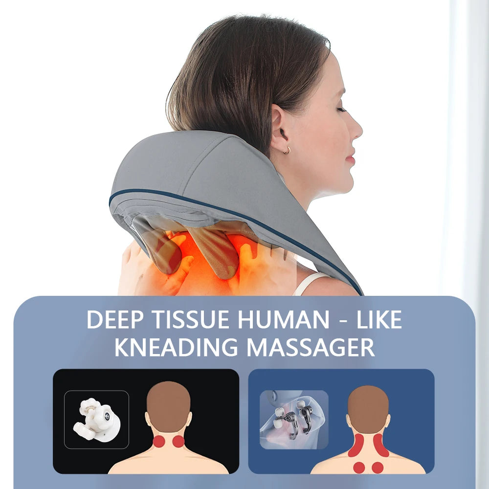 Elegance Tanzanite 26W Neck And Shoulder Massager Wireless Shoulder And Back Kneading Massage Shawl Trapezius Neck Cervical masajeador
