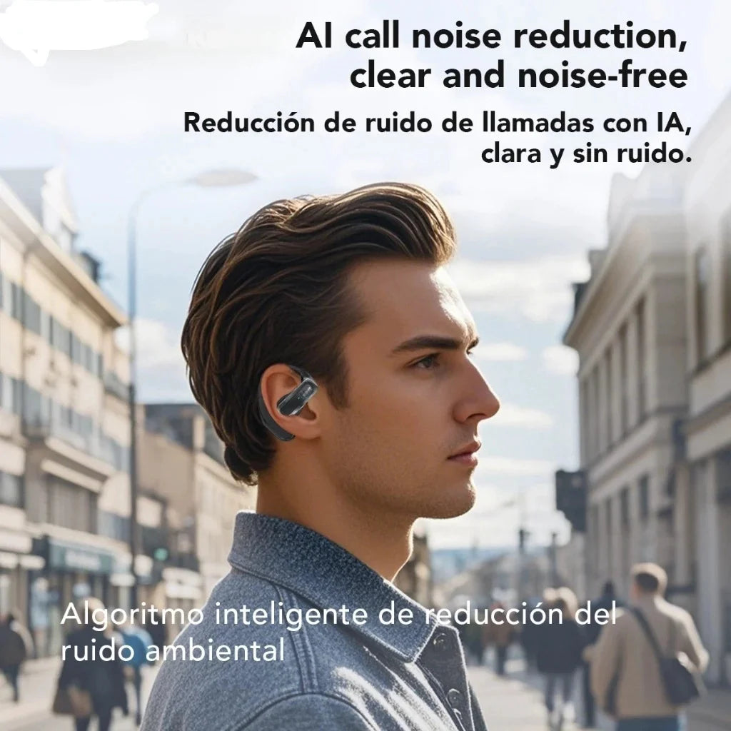 AI Wireless Bluetooth Open Headset V5.4 AI Headphones with Mic Gaming Earbuds HiFi Sports Noise Reduction Waterproof Earphones
