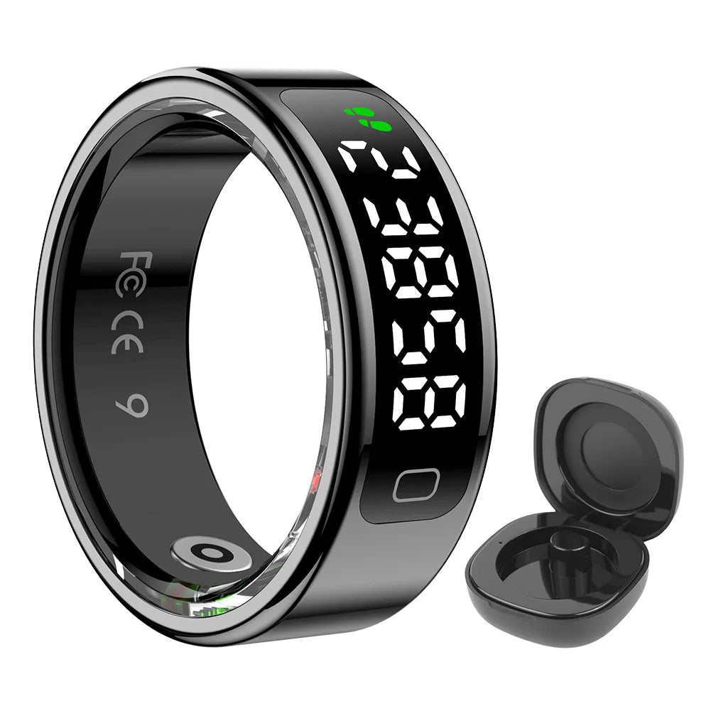 R11C Smart Ring Health Ring with Heart Rate Blood Oxygen Sleep Monitoring Health Monitor with Display Screen for Women&Men