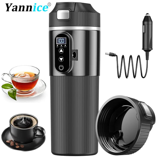 Portable 12V 24V Car Electric Heated Cup 500ml Smart Temperature Control Stainless Steel Touch Screen Insulated Thermos Cup For